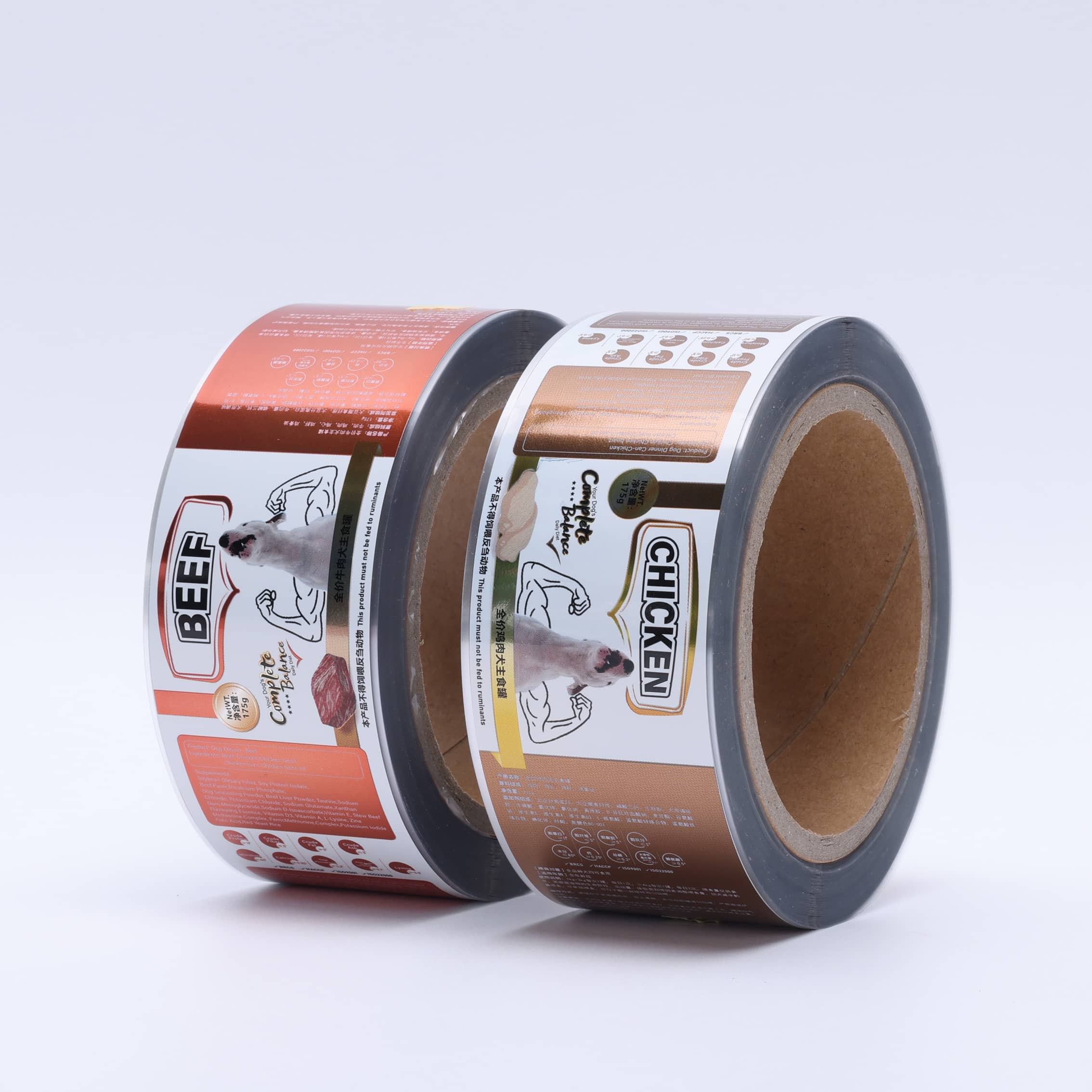 Metallic Silver Adhesive Labels for Pet Food Packaging